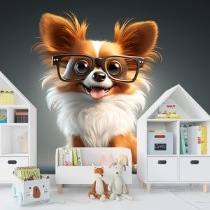Gözlüklü Sevimli Köpek Çocuk Odası Duvar Kağıdı YCO-00345