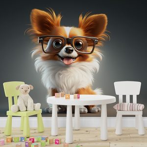 Gözlüklü Sevimli Köpek Çocuk Odası Duvar Kağıdı YCO-00345