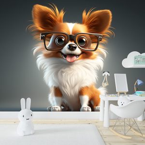 Gözlüklü Sevimli Köpek Çocuk Odası Duvar Kağıdı YCO-00345