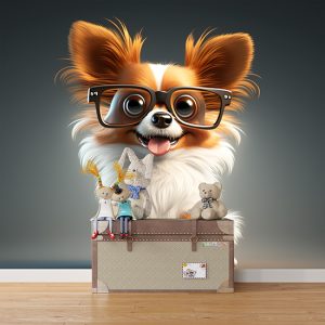 Gözlüklü Sevimli Köpek Çocuk Odası Duvar Kağıdı YCO-00345