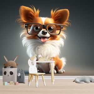Gözlüklü Sevimli Köpek Çocuk Odası Duvar Kağıdı YCO-00345