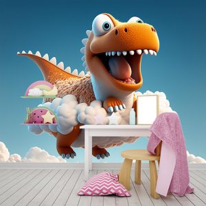 Bulutların Üzerinde Yavru Dinozor Çocuk Odası Duvar Kağıdı YCO-00347
