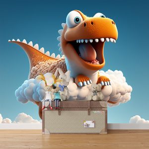 Bulutların Üzerinde Yavru Dinozor Çocuk Odası Duvar Kağıdı YCO-00347
