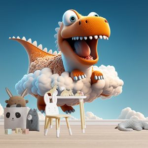 Bulutların Üzerinde Yavru Dinozor Çocuk Odası Duvar Kağıdı YCO-00347