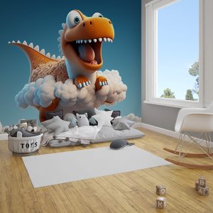 Bulutların Üzerinde Yavru Dinozor Çocuk Odası Duvar Kağıdı YCO-00347