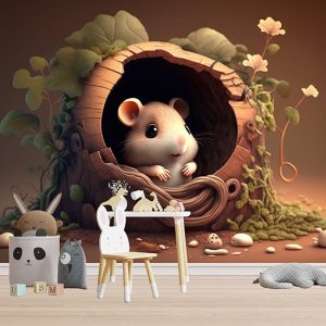 Ağaç Kavuğunda Sevimli Yavru Fare Duvar Kağıdı YCO-00350