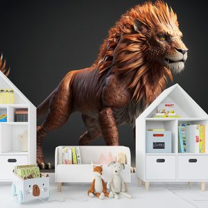 Kahverengi Aslan Çocuk Odası Duvar Kağıdı YCO-00353
