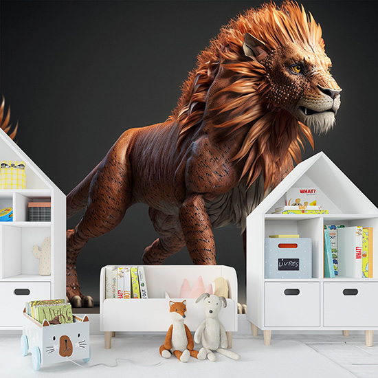 Kahverengi Aslan Çocuk Odası Duvar Kağıdı YCO-00353