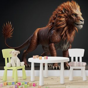 Kahverengi Aslan Çocuk Odası Duvar Kağıdı YCO-00353