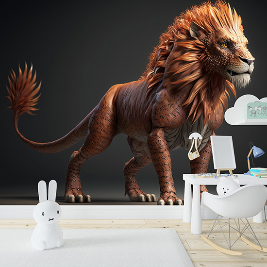 Kahverengi Aslan Çocuk Odası Duvar Kağıdı YCO-00353