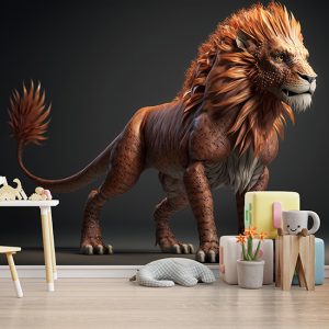 Kahverengi Aslan Çocuk Odası Duvar Kağıdı YCO-00353