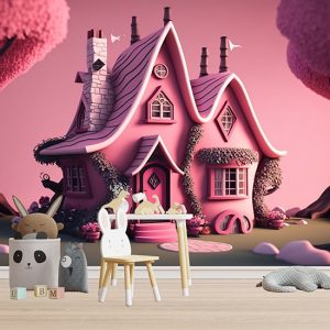 Büyülü Pembe Şato Çocuk Odası Duvar Kağıdı YCO-00528