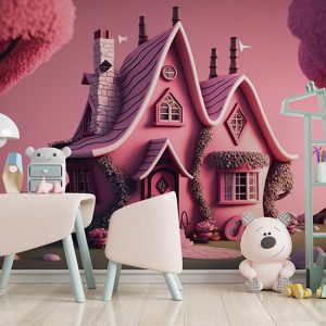 Büyülü Pembe Şato Çocuk Odası Duvar Kağıdı YCO-00528