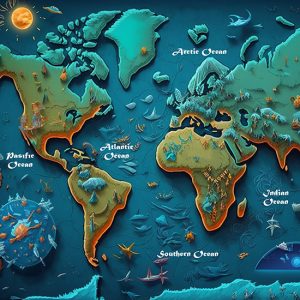 İngilizce Okyanuslar Haritası Çocuk Odası Duvar Kağıdı YCO-00531