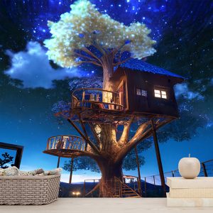 Ağaç Ev Gece Manzarası Duvar Kağıtları YD-00006