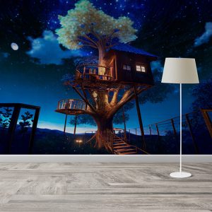 Ağaç Ev Gece Manzarası Duvar Kağıtları YD-00006