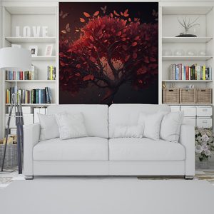 Kırmızı Ağaç Manzara Duvar Kağıtları YD-00024