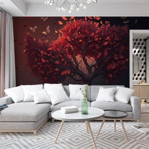 Kırmızı Ağaç Manzara Duvar Kağıtları YD-00024