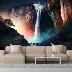 Dağlar ve Şelale Manzara Duvar Kağıdı YD-00398