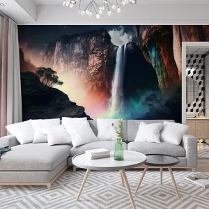 Dağlar ve Şelale Manzara Duvar Kağıdı YD-00398