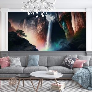 Dağlar ve Şelale Manzara Duvar Kağıdı YD-00398