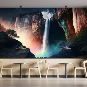 Dağlar ve Şelale Manzara Duvar Kağıdı YD-00398