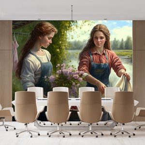 Nehir Kenarındaki Kadınlar Manzara Duvar Kağıdı YD-00399