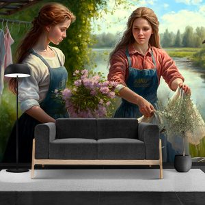 Nehir Kenarındaki Kadınlar Manzara Duvar Kağıdı YD-00399