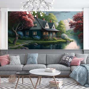 Göl Kenarındaki Ev En İyi Manzara Duvar Kağıtları YD-00401