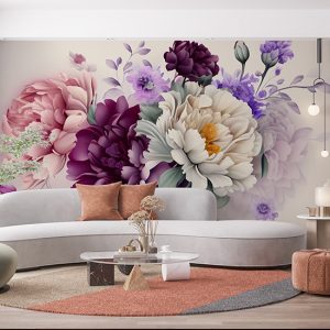 3D Rengarenk Kasımpatı Çiçekler Duvar Kağıtları YF-00136