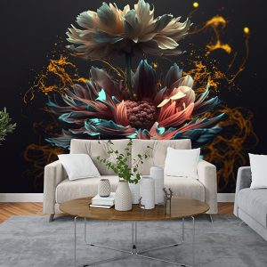 3D Parıltılı Çiçekler Duvar Kağıtları YF-00137