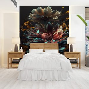 3D Parıltılı Çiçekler Duvar Kağıtları YF-00137