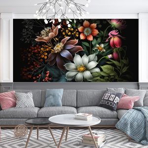 Yağlı Boya Botanik Çiçekler Duvar Kağıdı YF-00328
