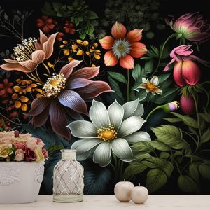 Yağlı Boya Botanik Çiçekler Duvar Kağıdı YF-00328