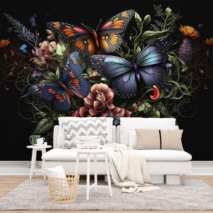 Botanik Çiçekler ve Kelebekler Duvar Kağıdı YF-00329