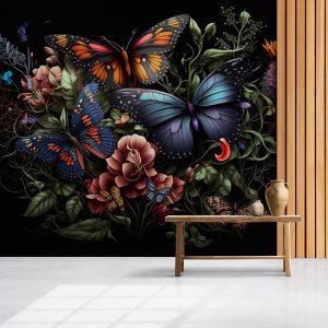 Botanik Çiçekler ve Kelebekler Duvar Kağıdı YF-00329