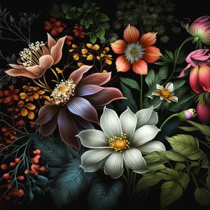 Yağlı Boya Botanik Çiçekler Duvar Kağıdı YF-00328