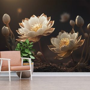 3D Hint Lotusu Duvar Kağıtları YF-00011