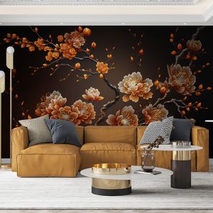 Turuncu Amber Çiçeği Duvar Kağıtları YF-00029