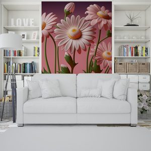 3D Pembe Çiçekler Duvar Kağıtları YF-00033