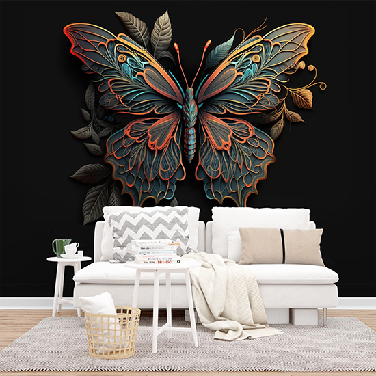 3D Kelebek Dekor Duvar Kağıdı YH-00052