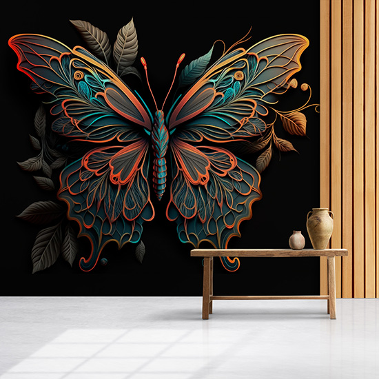 3D Kelebek Dekor Duvar Kağıdı YH-00052