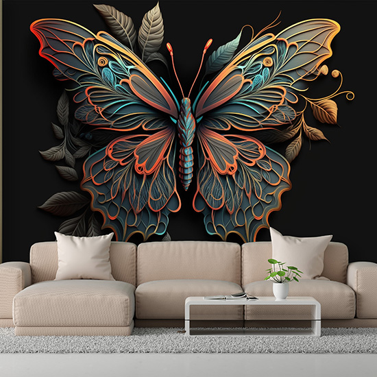 3D Kelebek Dekor Duvar Kağıdı YH-00052