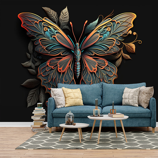 3D Kelebek Dekor Duvar Kağıdı YH-00052