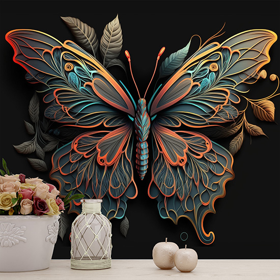 3D Kelebek Dekor Duvar Kağıdı YH-00052