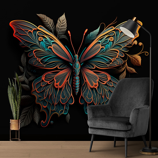 3D Kelebek Dekor Duvar Kağıdı YH-00052