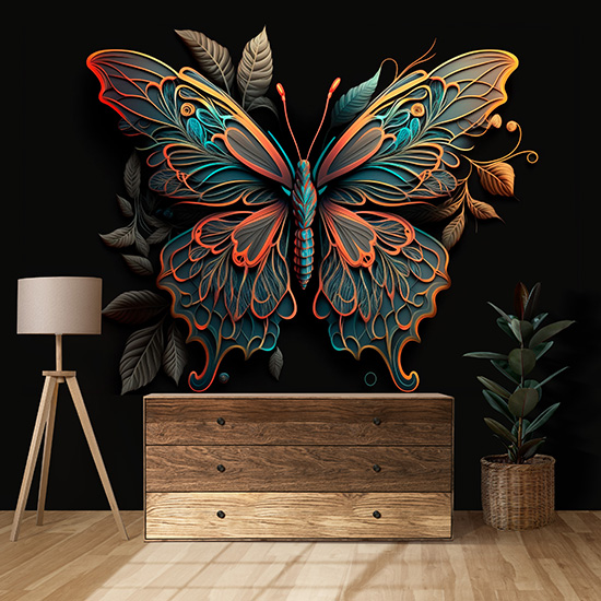 3D Kelebek Dekor Duvar Kağıdı YH-00052