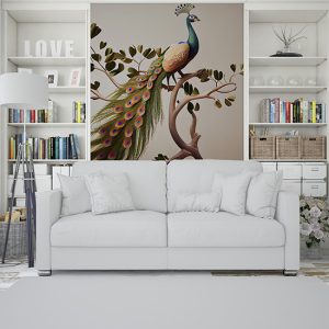 Tavus Kuşu Duvar Kağıtları Beyaz Arkaplan YH-00156