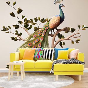 Tavus Kuşu Duvar Kağıtları Beyaz Arkaplan YH-00156