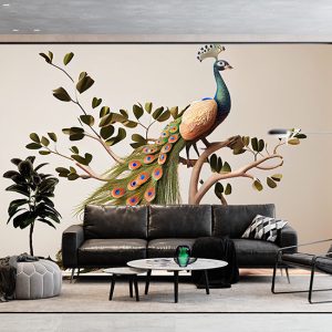 Tavus Kuşu Duvar Kağıtları Beyaz Arkaplan YH-00156